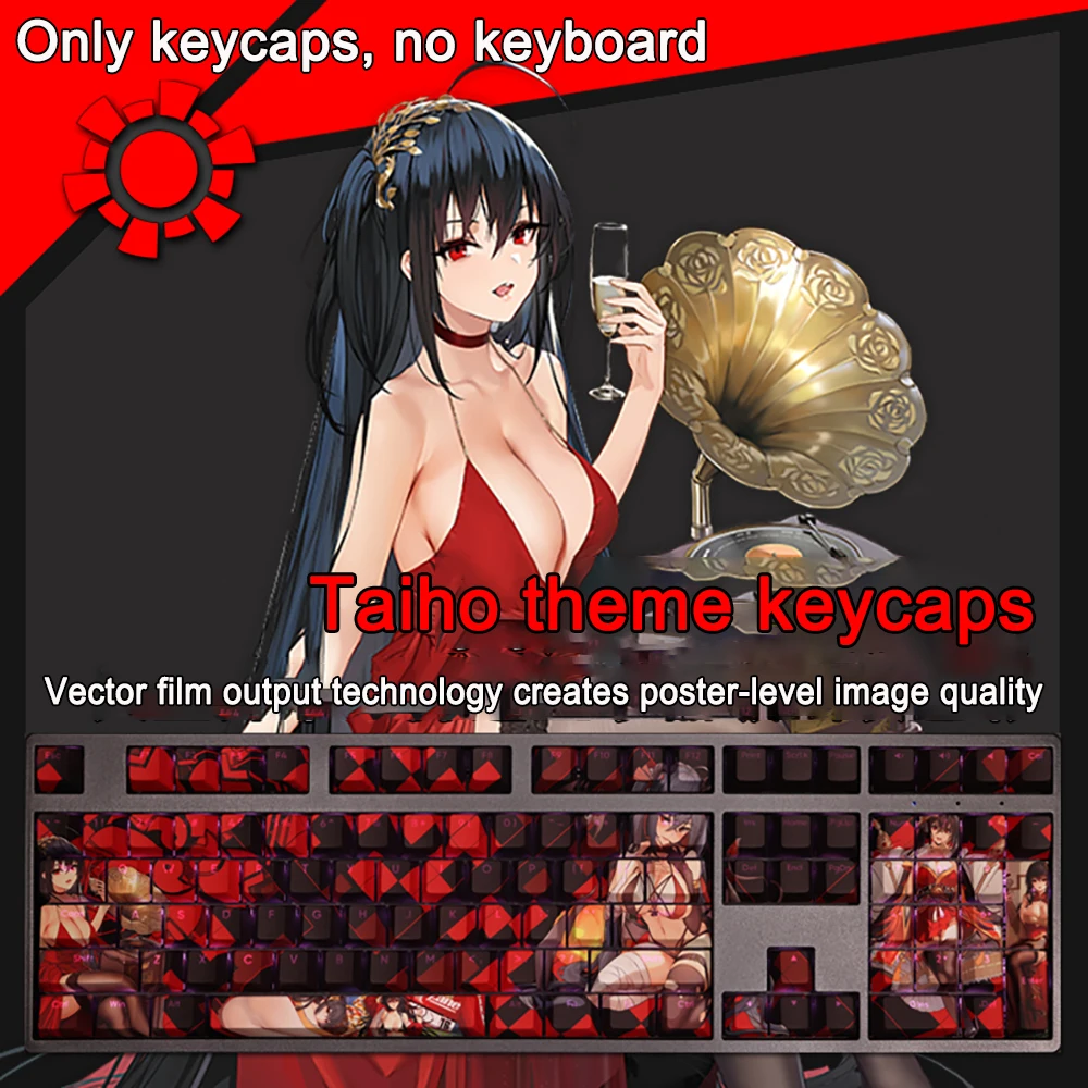 108 Tasten/Set Azur Lane Keycaps Pbt Dye Subbed Prinz Eugen Keycaps Kirsche Anime Cartoon Gaming Keycaps für Ansi 61 87