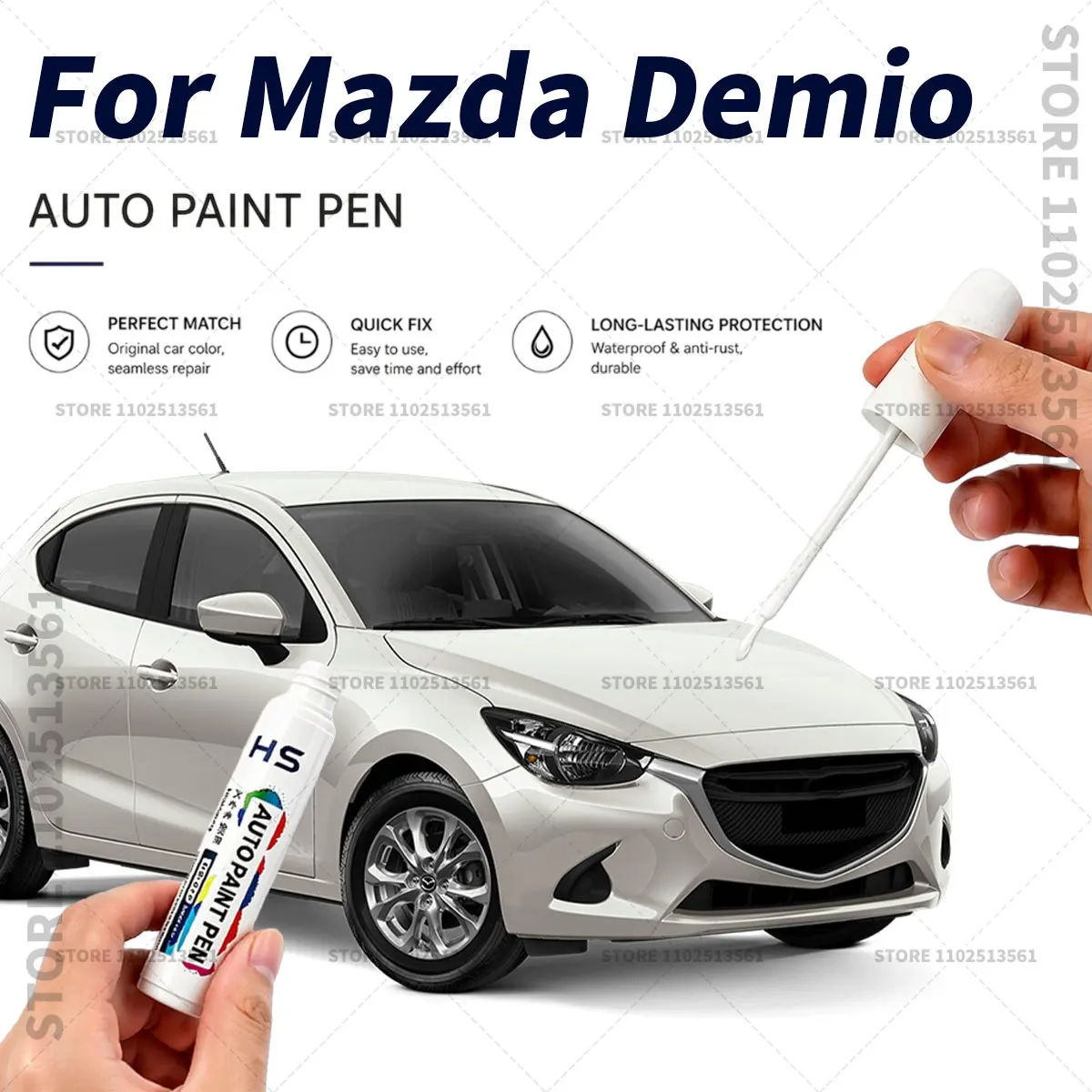 

Touch Up Paint Pen Quick Repair Car Scratch Chip Paint Brush For 1996-2025 Mazda Demio Crystal Blue White Black Soul Red ORANGE