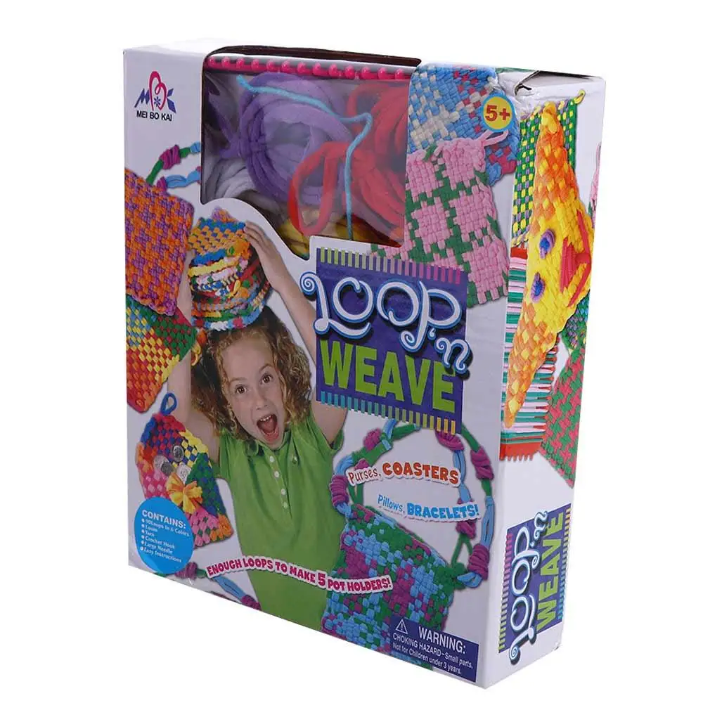 Handcraft Pot Holder Loom Knitting Kits Loom Frame Rope Ring Weaving Potholder Loops Crafts Kit Colorful Knitting