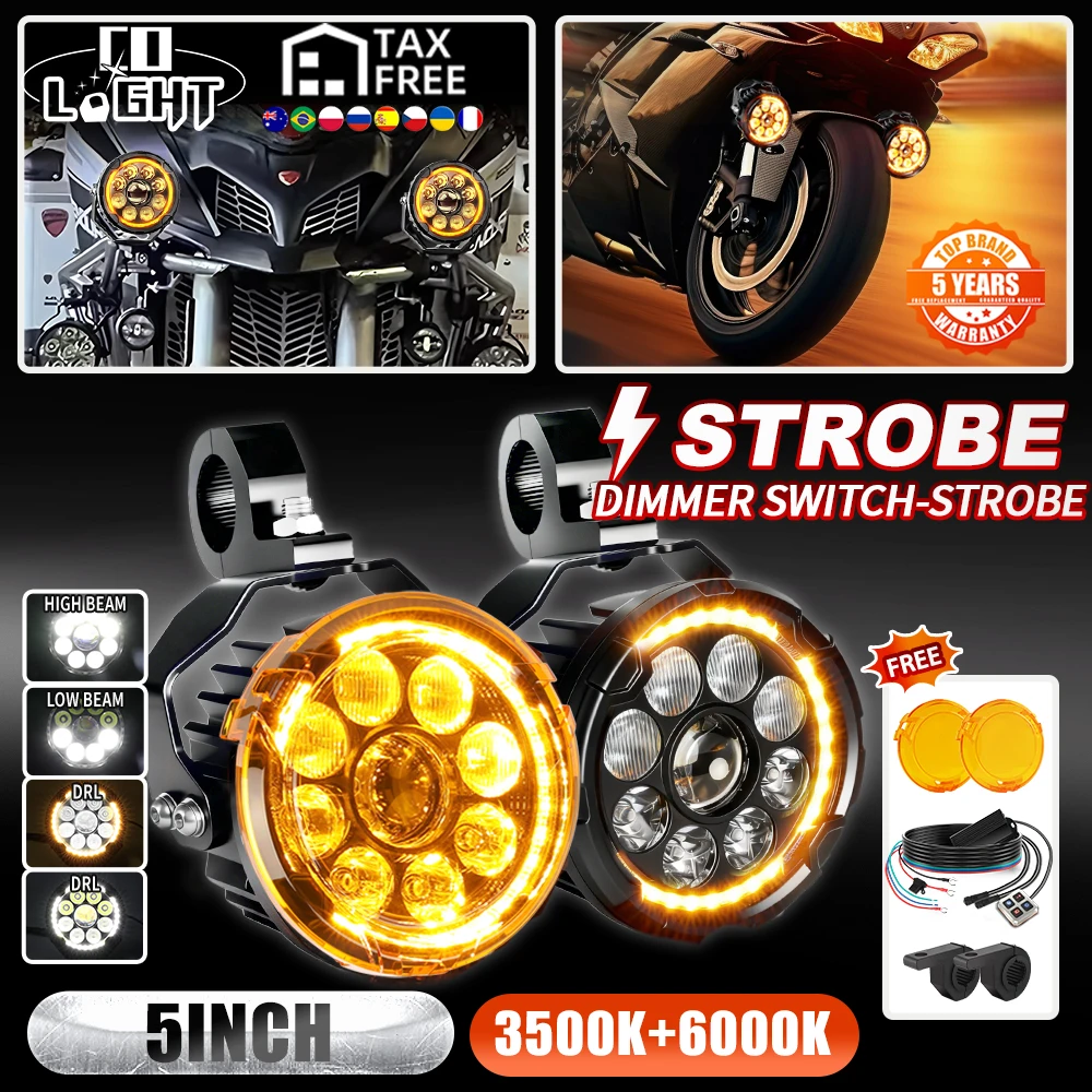 CO LIGHT 5 "moto LED phares haut bas antibrouillard phares supplémentaires avec variateur pour BMW R1200GS F800GS F700G