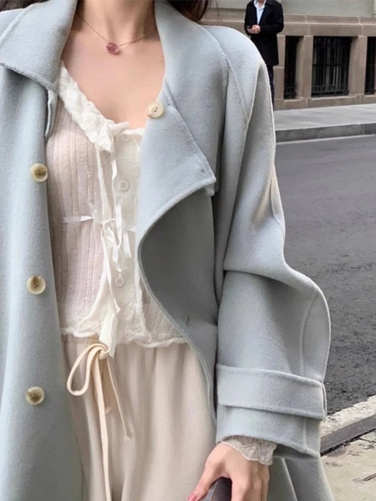 

Женское твидовое пальто в корейском стиле, осень-зима 2021, студенческая короткая теплая классическая верхняя одежда в студенческом стиле, куртка