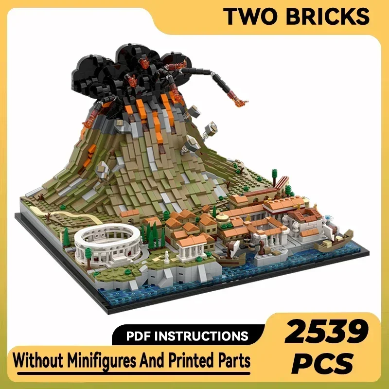 

Street View Model Moc Building Bricks Vesuvius Pompeii Volcano Technology Modular Blocks Gifts Christmas Toys DIY Sets Assembly