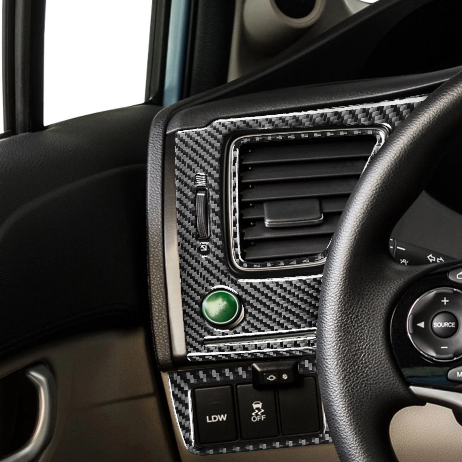 Carbon Fiber Dashboard Left Air Vent Paenl Interior Cover Trim Sticker For Honda Civic 9 Coupe / Sedan 2012—2015 Car Accessories view 3