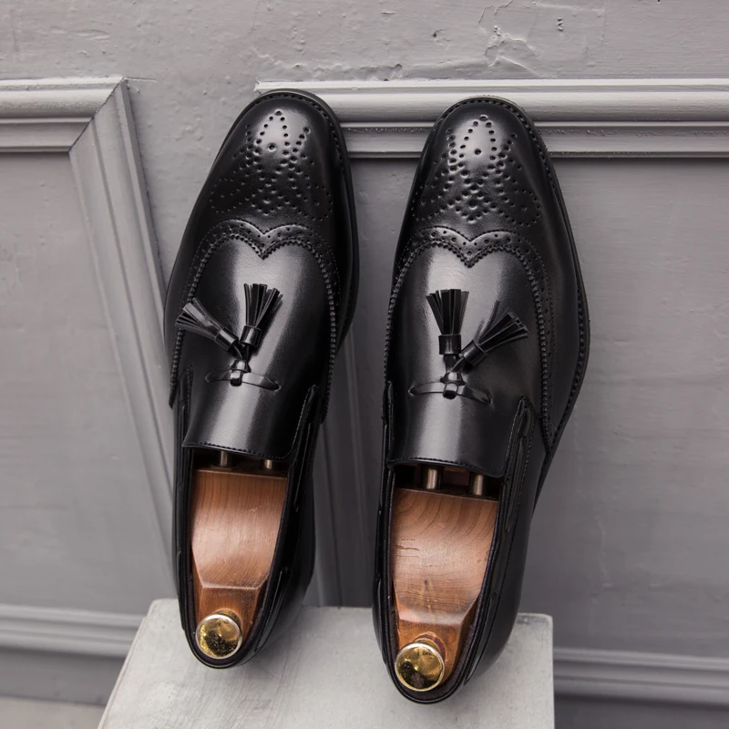 

Block Fashion Men Shoes Korean Edition British Pointed Versatile Casual Business Dress Shoes PU Black Brown Size 38-48 Men Shoes