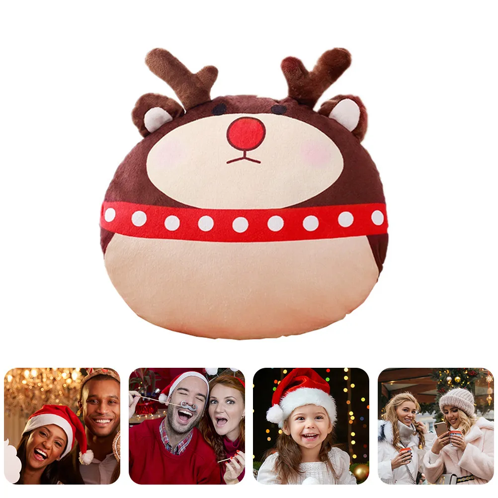 

1Pcs Warm Hand Throw Pillow Cartoon Elk Design Skin-Friendly Soft Decorative Cushion for Winter Spring Christmas Party Gift Kids