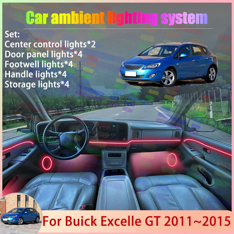 

For Buick Excelle GT 2011~2015 MK1 1th Opel Astra 2/24 in 1 Car Atmosphere Light Lamp RGB Shade Ensemble Streamer Atmosphere Set