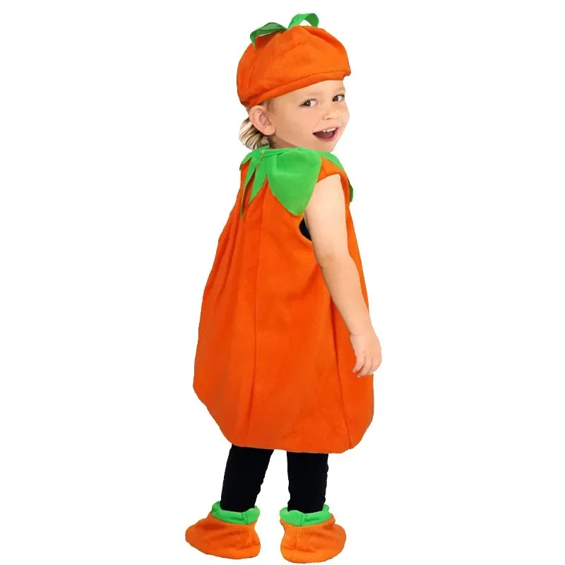 Costume da zucca di Halloween Pagliaccetto per bambini Costume da festa per ragazza ragazzo Cosplay per ragazze Ragazzi Spettacolo teatrale Abbigliamento per feste