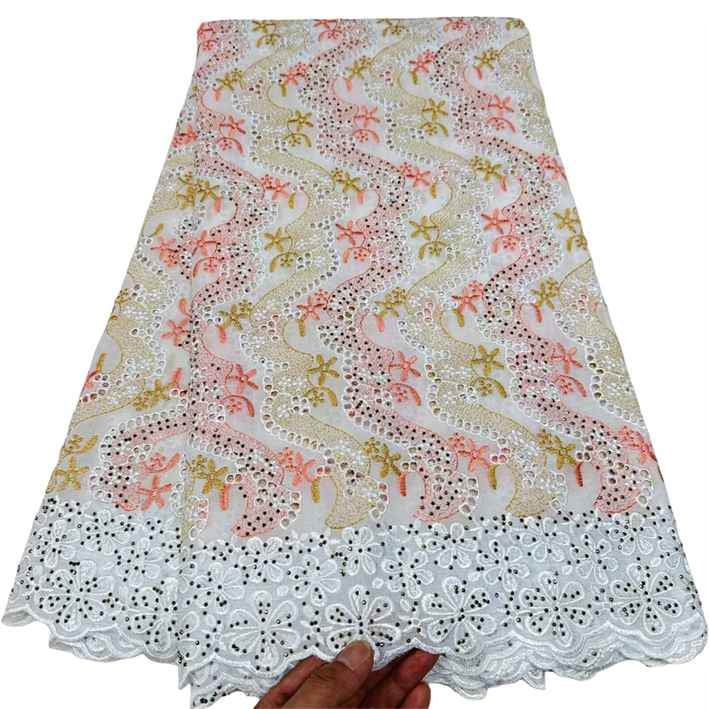 

Cheap Swiss Voile African Cotton Stones Lace Fabrics 2026 Fashion 5 Yards African Nigerian Cotton Lace For Women Sewing Dresses
