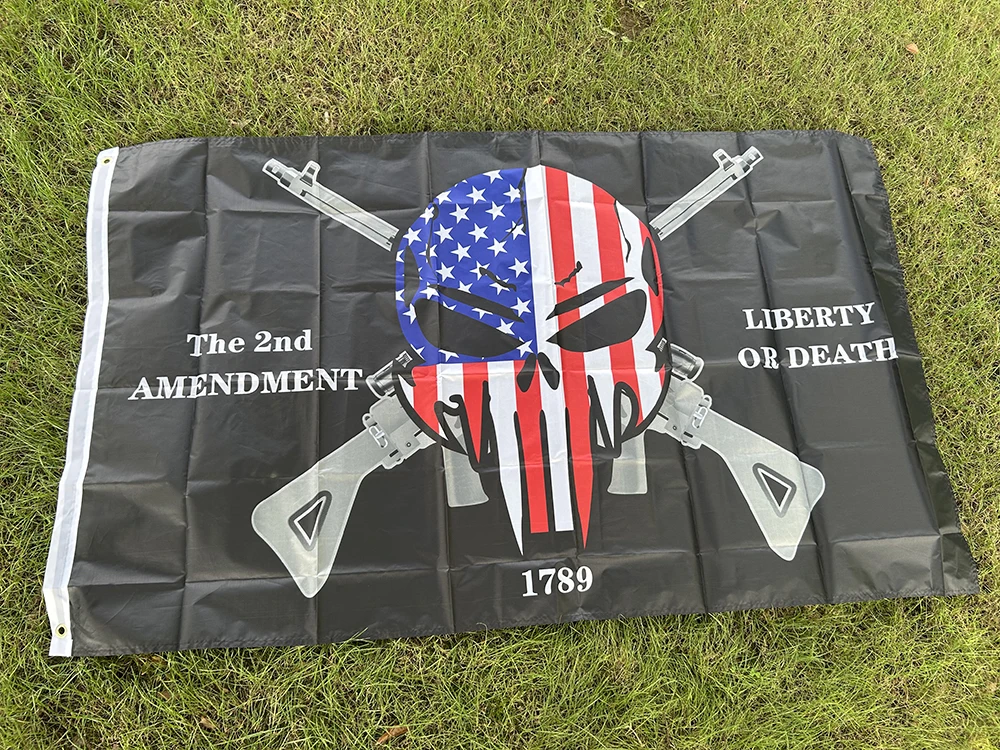 TIKI FLAG 90x150 سم التعديل الثاني للحرية أو الموت العلم لتزيين المنزل لافتة بوليستر معلقة