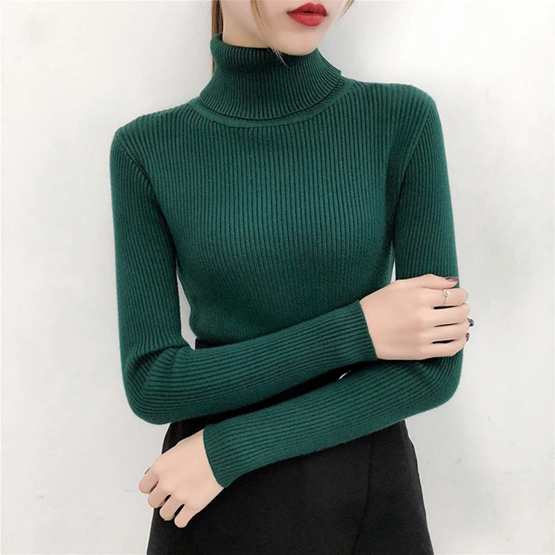 Women Cashmere Warm Sweater Turtleneck Thermal Solid Knit Pullovers Casual Office Sweater Jumpers For Women Autumn Winter