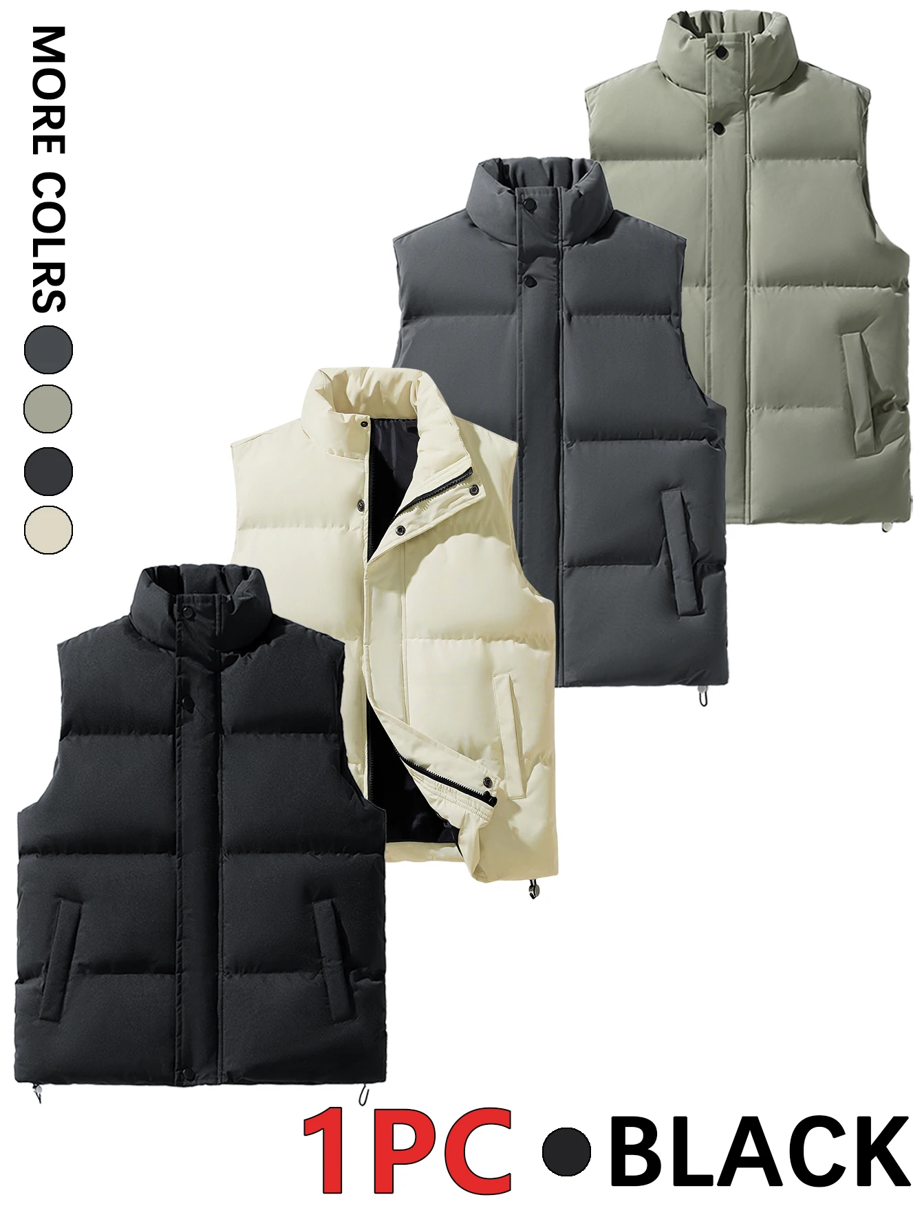 

Men's Casual Vest Single-Piece Set, Warm and Comfortable, Fashionable and Versatile for Outdoor Use, Showing Elegant, Street Trend Suitable for Daily Home, Travel, Parties, Work Clothing