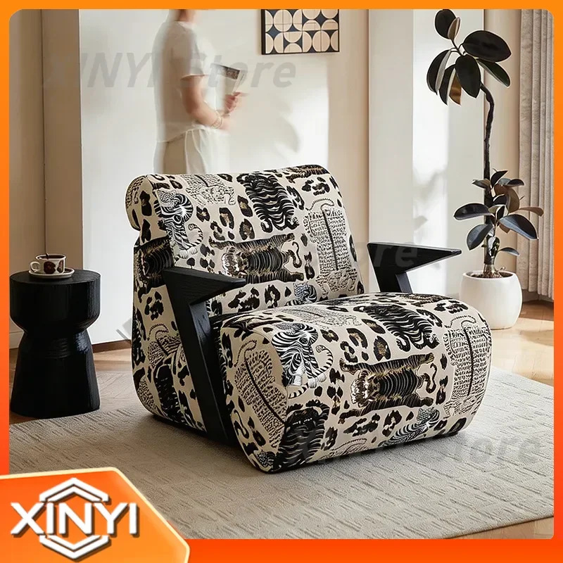 Cross-border engineering resort batch matching hotel homestay single chair for designer fabric solid wood single sofa chair