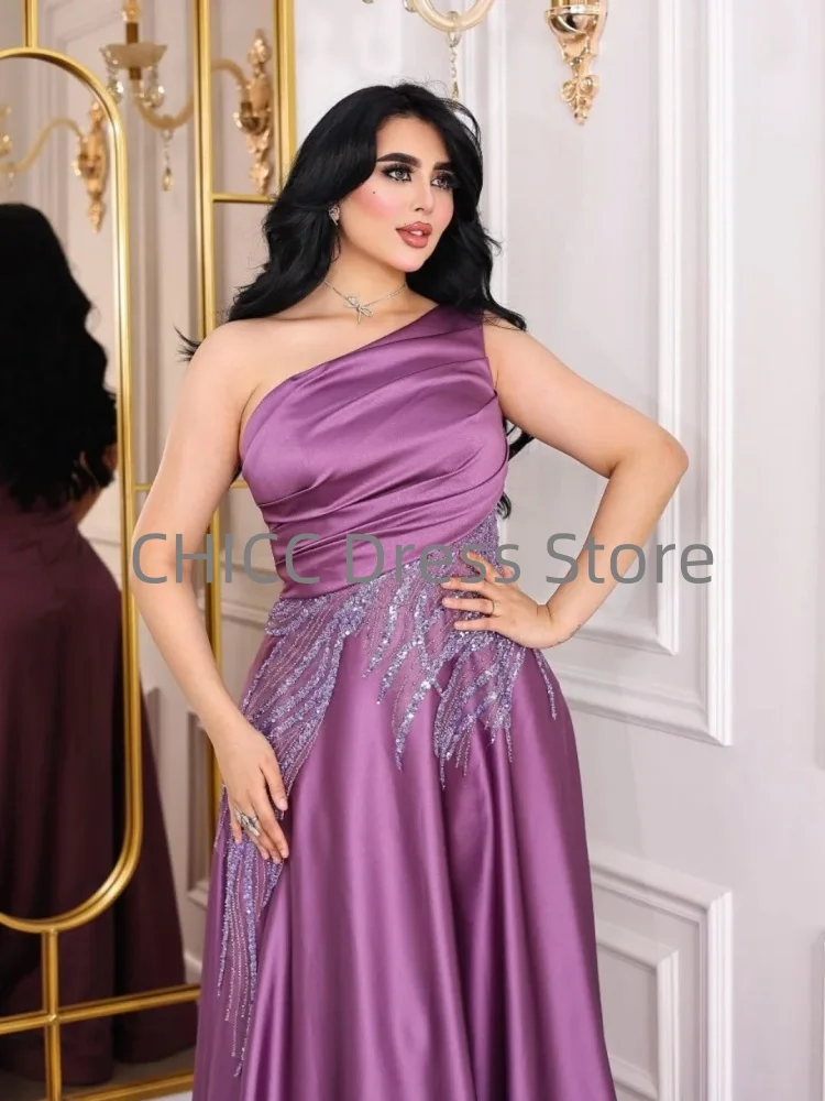 Exquisitos vestidos de noche con un solo hombro, sin mangas, con pliegues de cuentas, vestido para ocasiones especiales, personalizado وعف