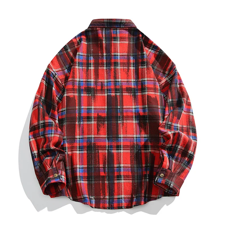 Spring Summer Couple Plaid Shirts Buttons Long Sleeve Blouse Casual Loose Vintage Style Shirt Versatile Fashion High Quality Top