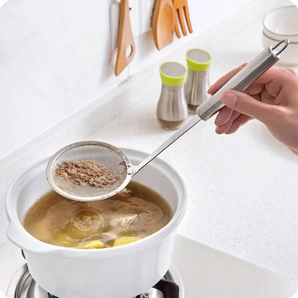 Art Design Hot Sell Unique Kitchen Tools New Stainless Steel Fine Mesh Skimmer Strainer Ladle