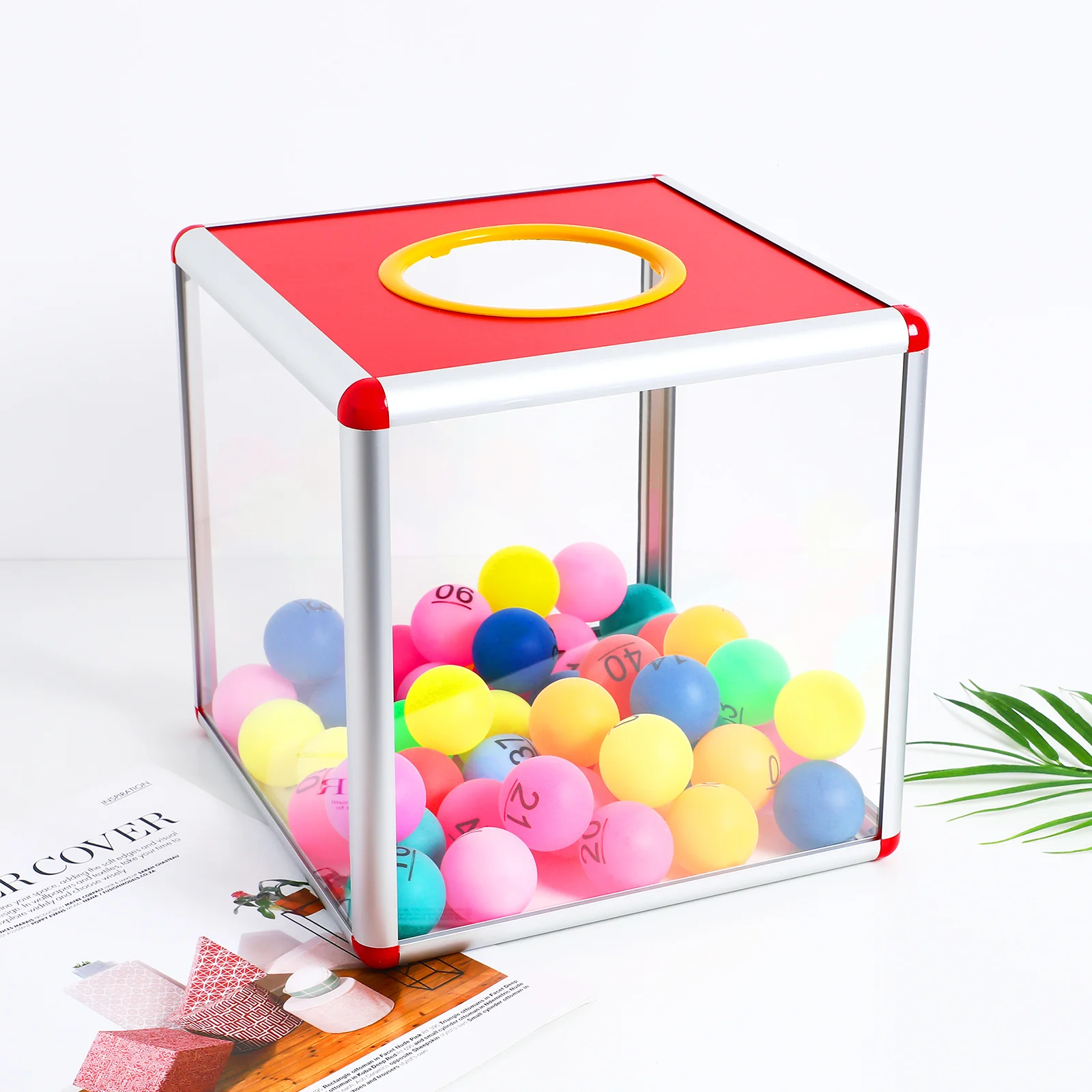 

Lottery Box Aluminum Alloy Square Raffle Box for Business Fundraising Donations Voting Contest Lottery Ticket Holders