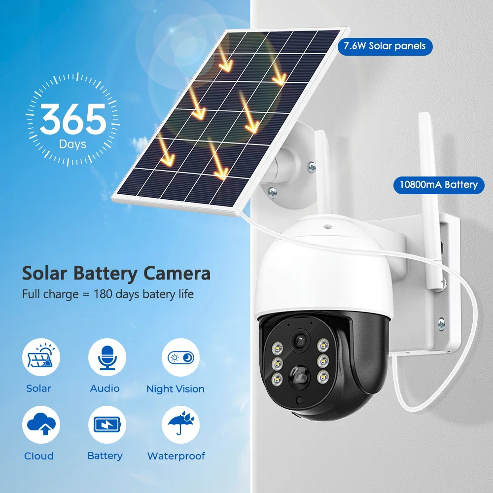 BESDER 4G SIM Card 4MP IP Camera WIFI Outdoor 7.6W Solar Panel 10800mAh Battery Security Camera PTZ CCTV Smart Security Monitor