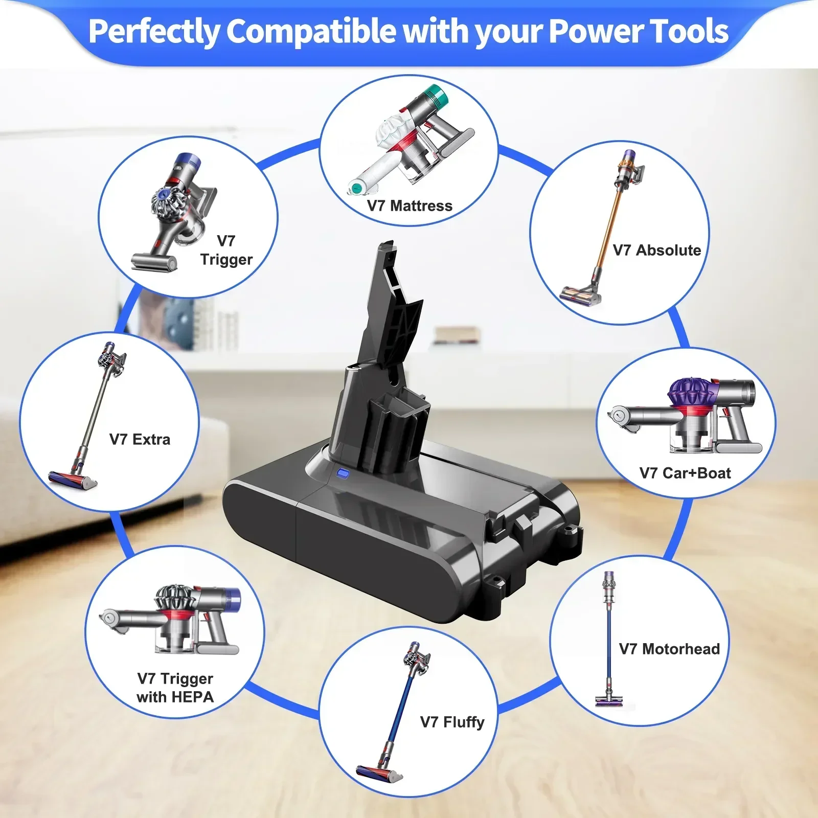 8000mAh Rechargeable Bateria for Dyson V6/V7/V8/V10 (SV10/SV11/SV12/SV09) Vacuum Cleaner, Fits DC58  Battery, Stable Performance