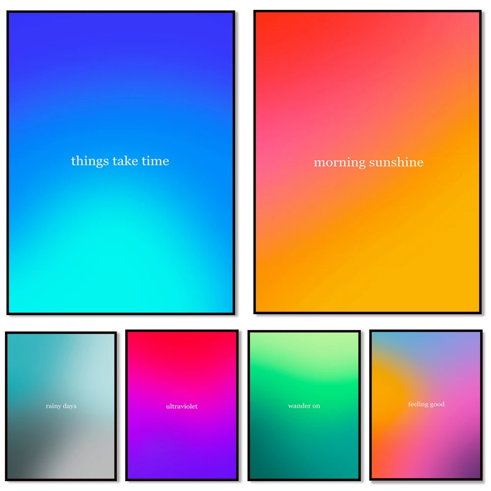 Rainy day, morning sun, time flies art, gradient prints, abstract art, gradient wall art, inspirational prints, modern art, mini