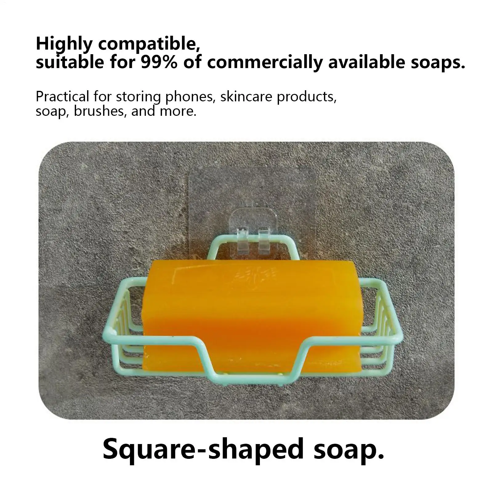 Wall-Mounted Draining Soap Holder Strong Suction Bathroom Storage Rack Shower Adhesive Drying Storage Organizer