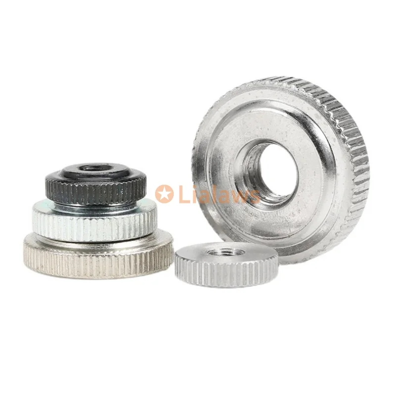 GB807 304 Mur Jempol Knurled Baja Karbon Baja Tahan Karat M2 M2.5 M3 M4 M5 M6 M8 M10 M12 Mur Pengencang Tangan Langkah Kecil Berlapis Zn/Ni