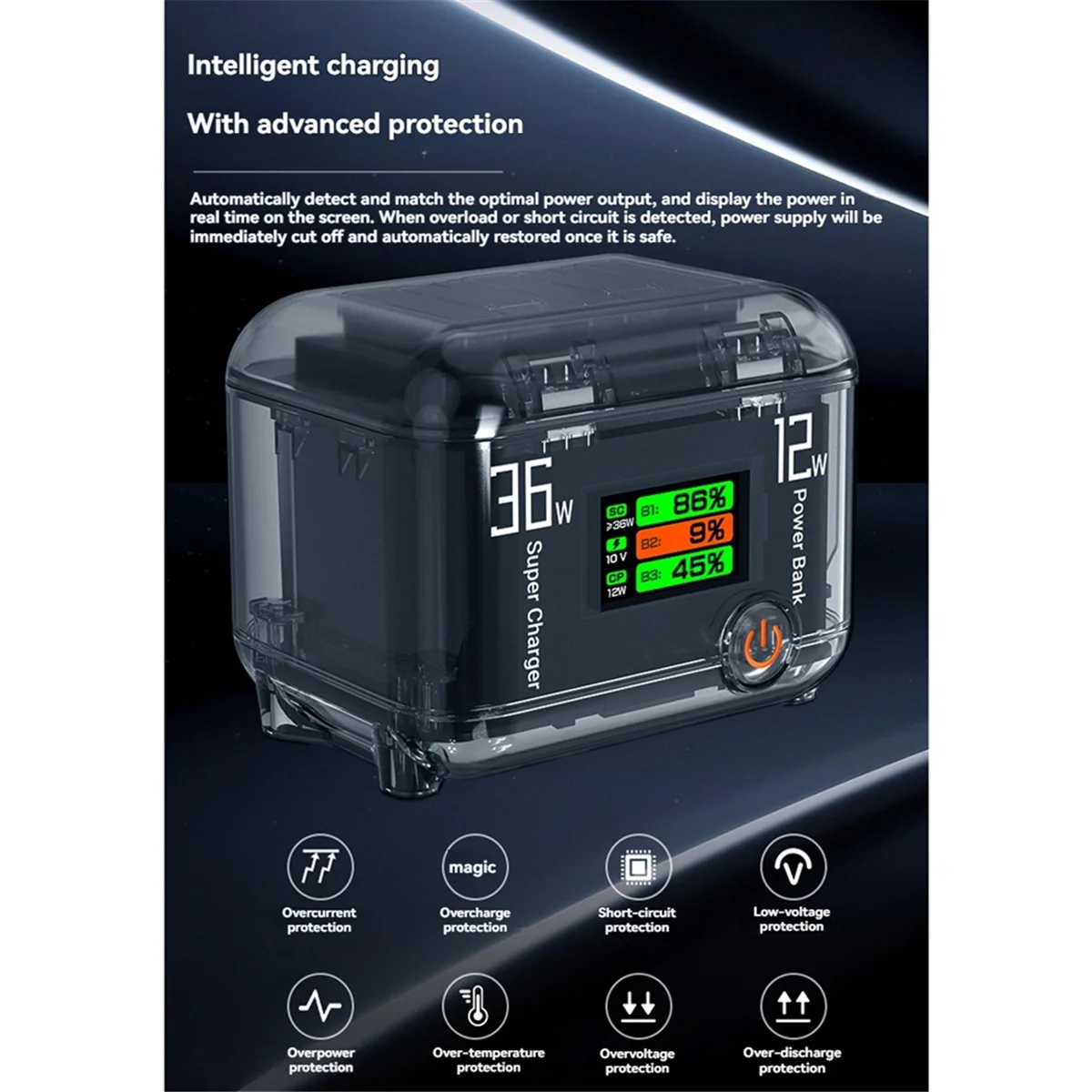 

New 3C-Battery Charger for Action 5Pro/4/3 Fast Charging Hub Two-Way Battery Charger Box with LCD Color Screen