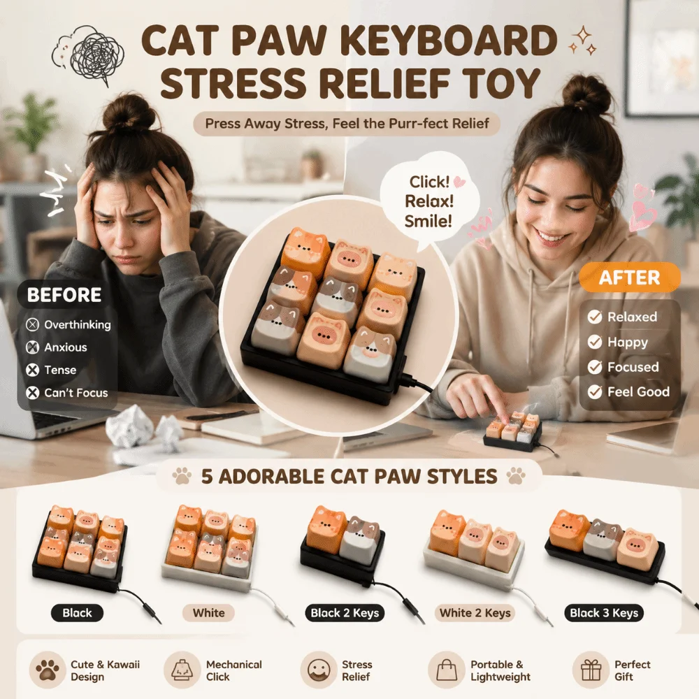 2/3/4/9 Keys Anti-stress Toy Pendant Mechanical Fidget Keychain Fingertip Press Finger Button Calming Keychain Keys Bag Charms