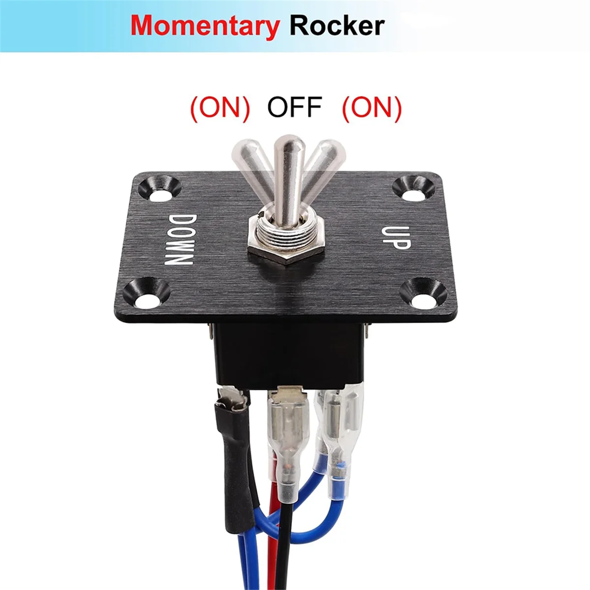 N09R Rocker Toggle Switches Momentary 6 Pin 3 Position (ON)-Off-(ON)UP/Down Polarity Reverse Switch with Panel,Wires and Cap