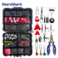 Set de Accesorios de Pesca ShareShark de 263 Piezas para Exteriores, Incluye Alicates, Anzuelos, Plomos, Emerillones, Broches, Deslizadores de Plomo