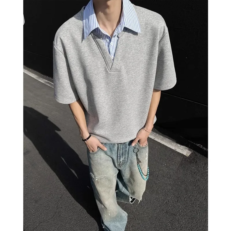 

Men's shirt, summer new fashionable outdoor casual comfortable shirt collar short sleeved T-shirt loose cool half sleeved