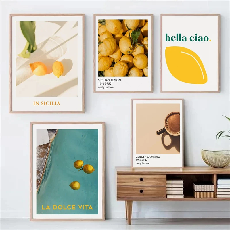 La Dolce Vita Art Print In Sicilia Lemon Wall Art Poster Italian Vintage Photography Canvas Painting Living Room Decor Pictures