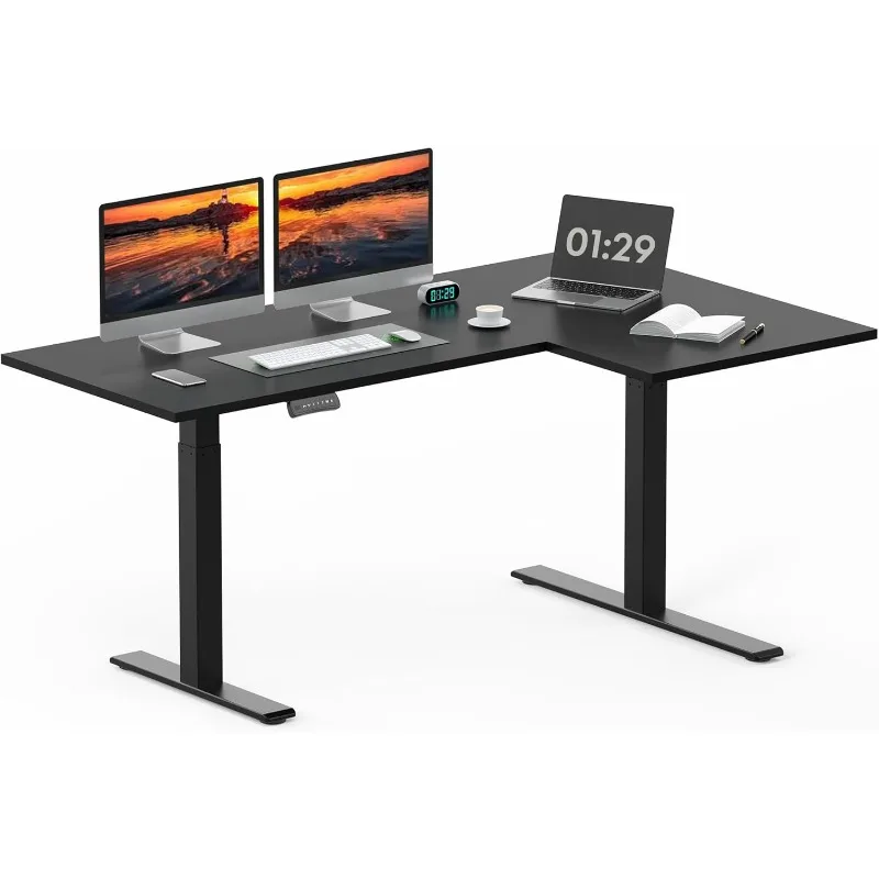 

Dual Motor L Shaped Standing Desk, Corner Height Adjustable Desk Ideal for Gaming, Home Office or Computer