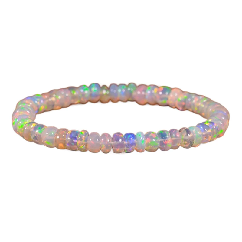 NEW Natural Opal Bracelet For Women Stretchable Elastic Rope Healing Crystal Jewelry Helps Maintain Emotional Balance