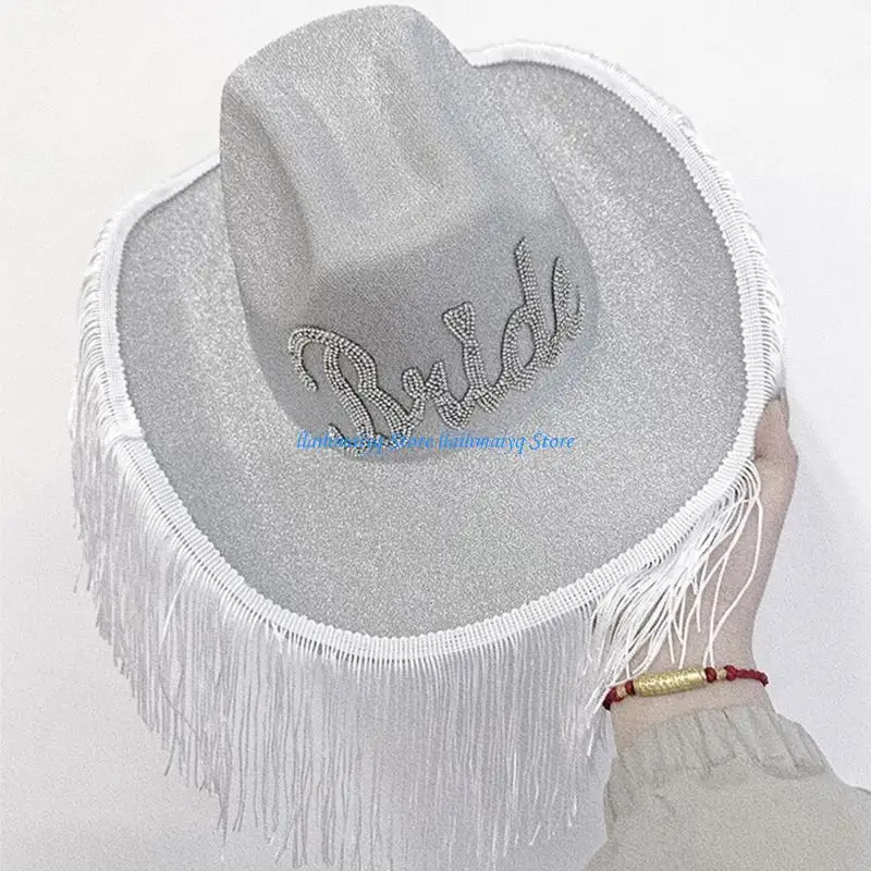 

573B Bachelorette Party Hat Bridal Party Tassel Bride Cowgirl Hat Tassel Cowboy Hat