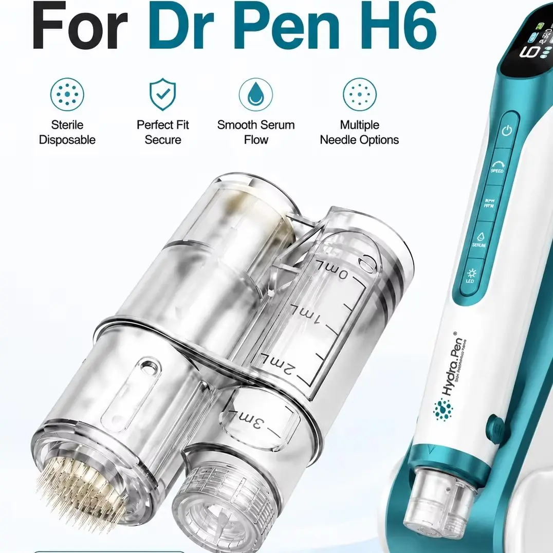 For Dr Pen H6 Cartridges Sterile Disposable Needle Cartridge Smooth Serum Flow Replacement Tips Compatible Hydra Pen H6