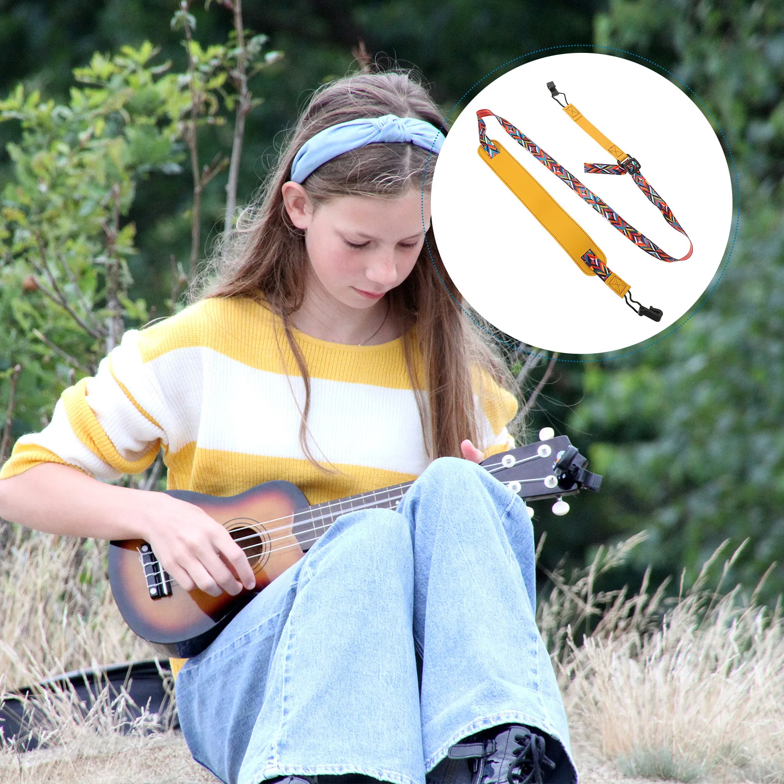 

1Pcs Ukulele Diagonal Strap Premium PU Cotton Lightweight Breathable Adjustable Portable Carrying Strap for Adults