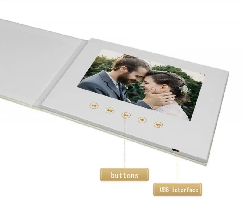 7 Inchs Wedding Video Book Card 4Gb Lcd Invitation Gift Music Greeting Card Upload Videos Birthday Photos Invite Digital Frame