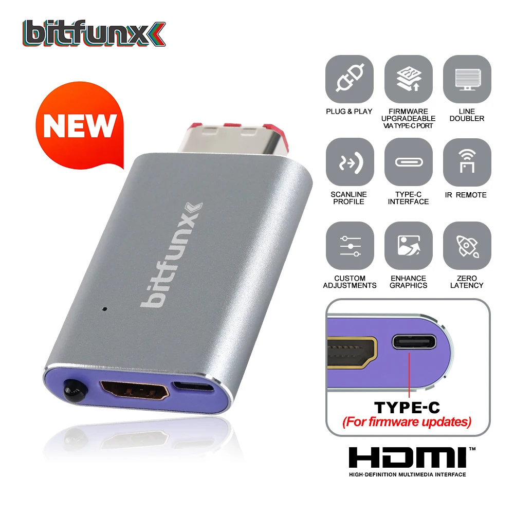BitFunx Digital AV to HDMI™ Coverter For Nintendo GameCube HDMI™ Adapter For NGC DOL-001 Game Console