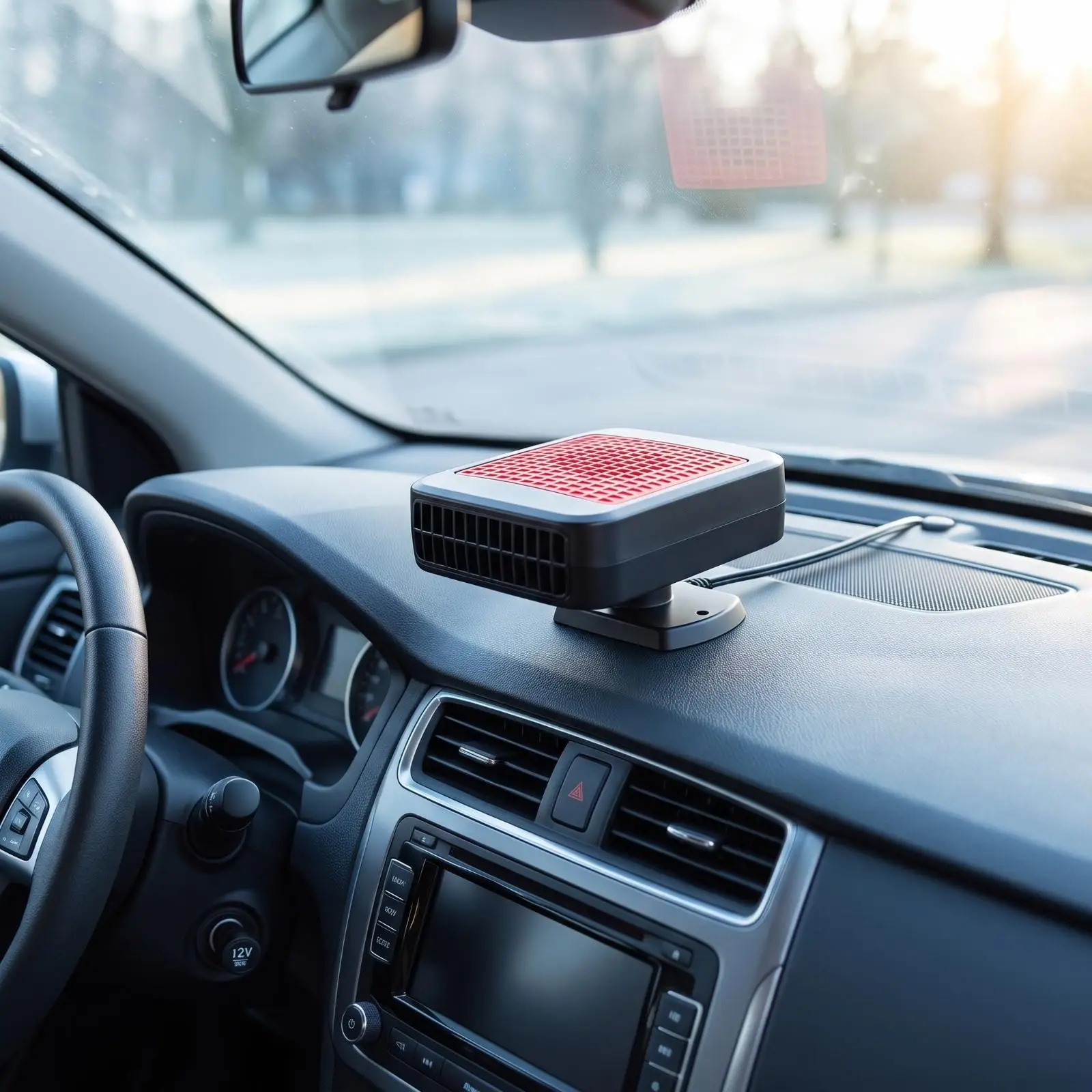 12V Car Heater Compact Portable Car Heater Low-Profile Windshield Defogger for