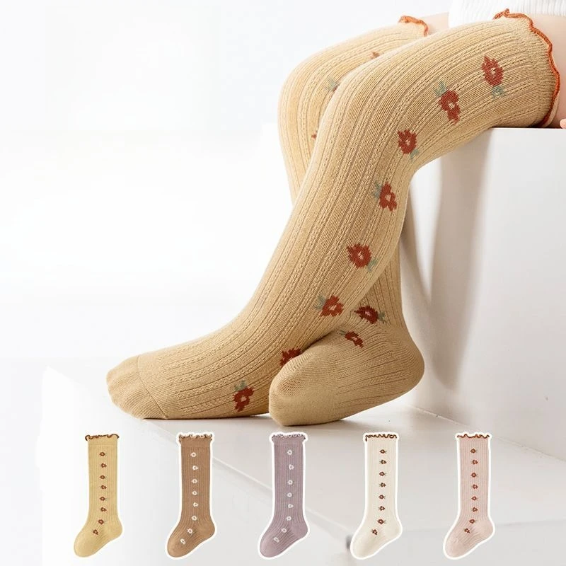 Calcetines de Algodón Peinado Premium para Bebé de 0 a 3 Meses, Calcetines Térmicos hasta la Rodilla, Ajuste Holgado, Sin Costuras, Sin Varillas