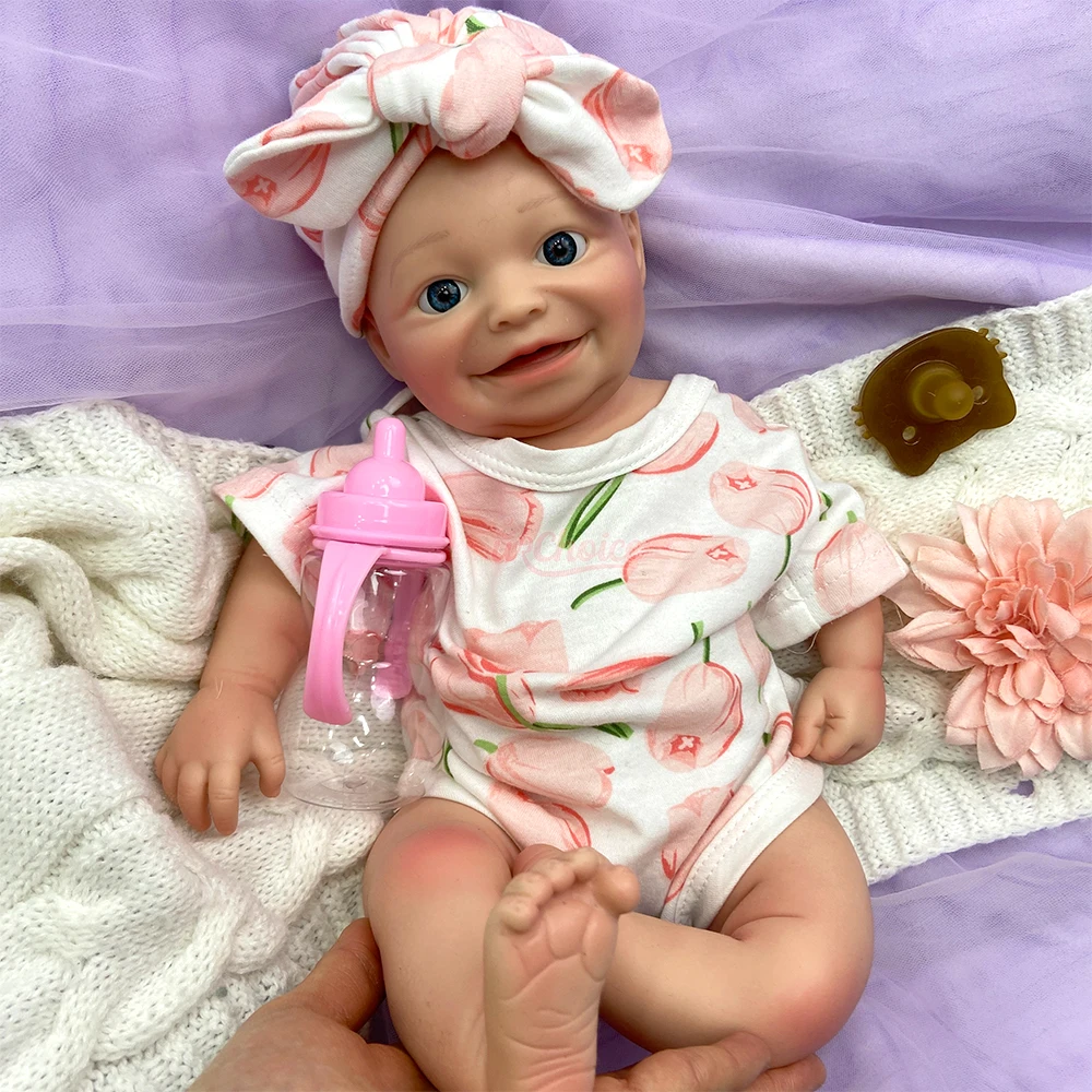 17Inch Full Body Silicone Reborn Baby Girl Open Eyes Lifelike Visible Veins Weighted Art Doll for Emotional and Therapeutic