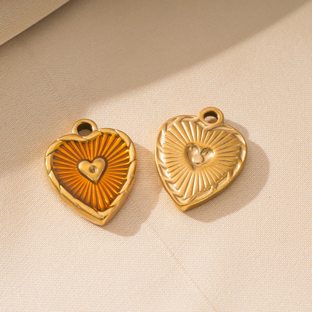 5 Stück Edelstahl-Herzanhänger mit Emaille, Liebesanhänger für Valentinstag, DIY-Charms für Ohrringe, Armbänder, Halsketten und Schmuckherstellung – Detail 7