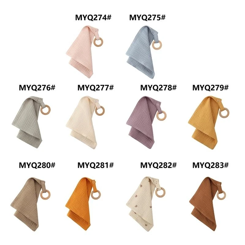 

J15U Wooden Teether Newborn Button Soft for Triangle Towel Burp Cloths Soothe