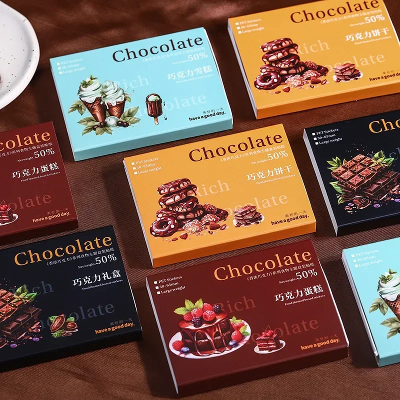 50Sheets Style Bottoming Boxed Stickers Series DIY Handbook European Collage Fragrant Chocolate 106*96mm