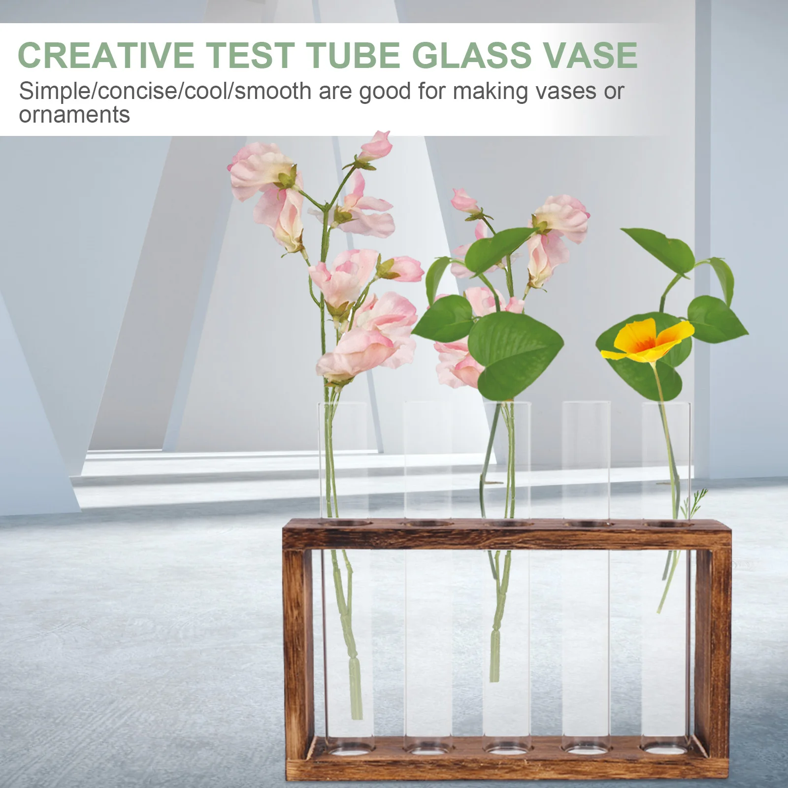 

Test Tube Vase Glass Hydroponic Planter Container Round Mouth Polished Smooth Durable Transparent Water Level Visible Root
