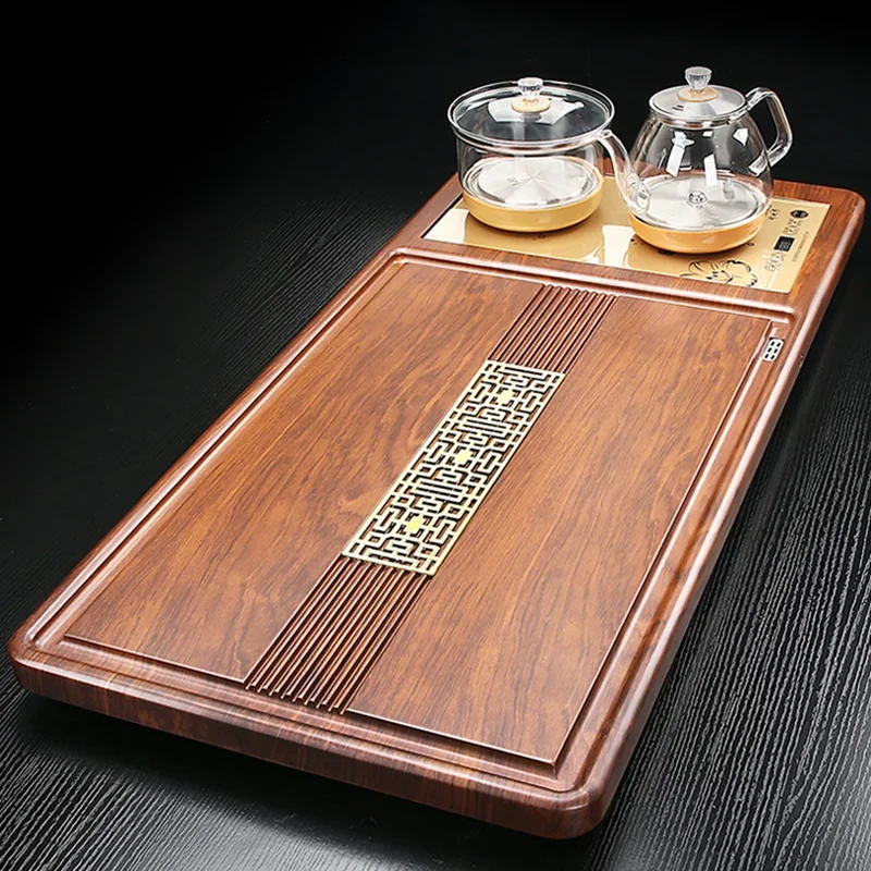 

Прямоугольный деревянный поднос для чая и сервировки, офисный, роскошный, с дренажем, в китайском стиле, для гостиной, Bandeja Madera Teaware