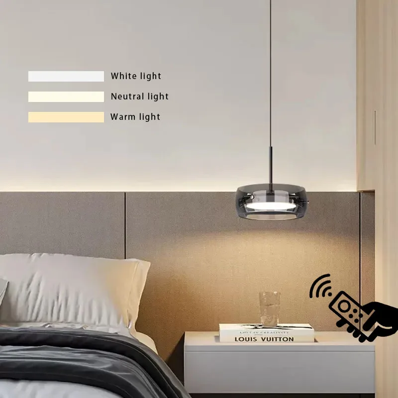 Modern Plating Single-Head Glass Pendant Light Living Room Bedroom Restaurant Hotel Lamp Three-Color Dimmable LED Lighting Decor