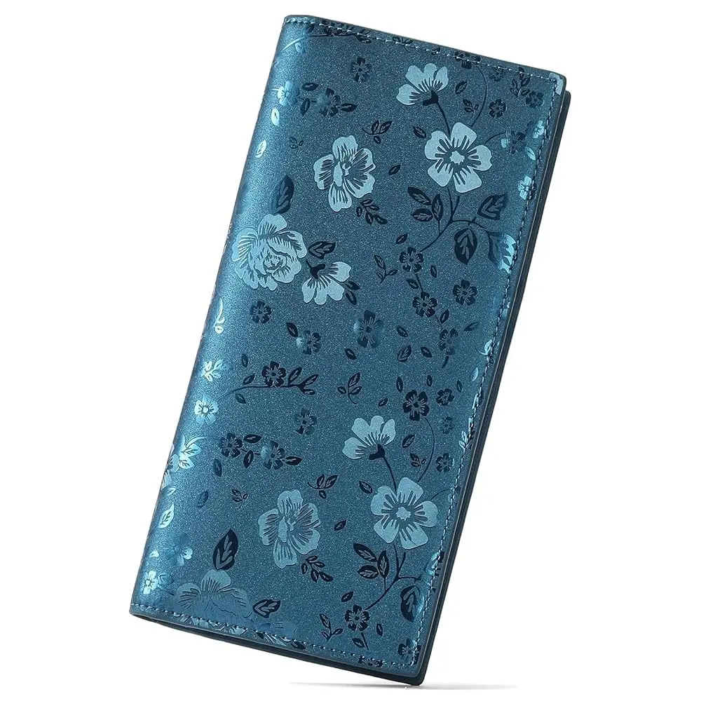 Anti-Theft RFID Blocking Ultra-thin Clutch Women's Genuine Cow Leather Long Wallet Fashion Designer Purse Holder Card Organizer