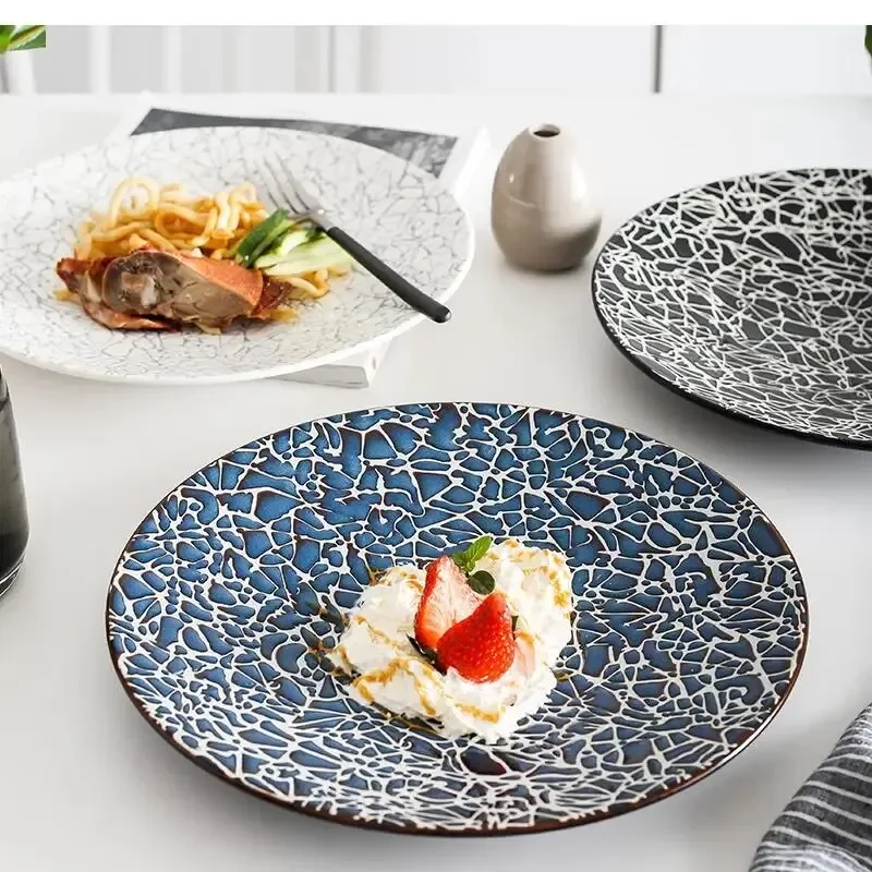 10.6 Big Disc Western Food Buys Home Marble Ceramic Pattern Storage Disk Tableware Kitchen Supplies Desktop Decoration