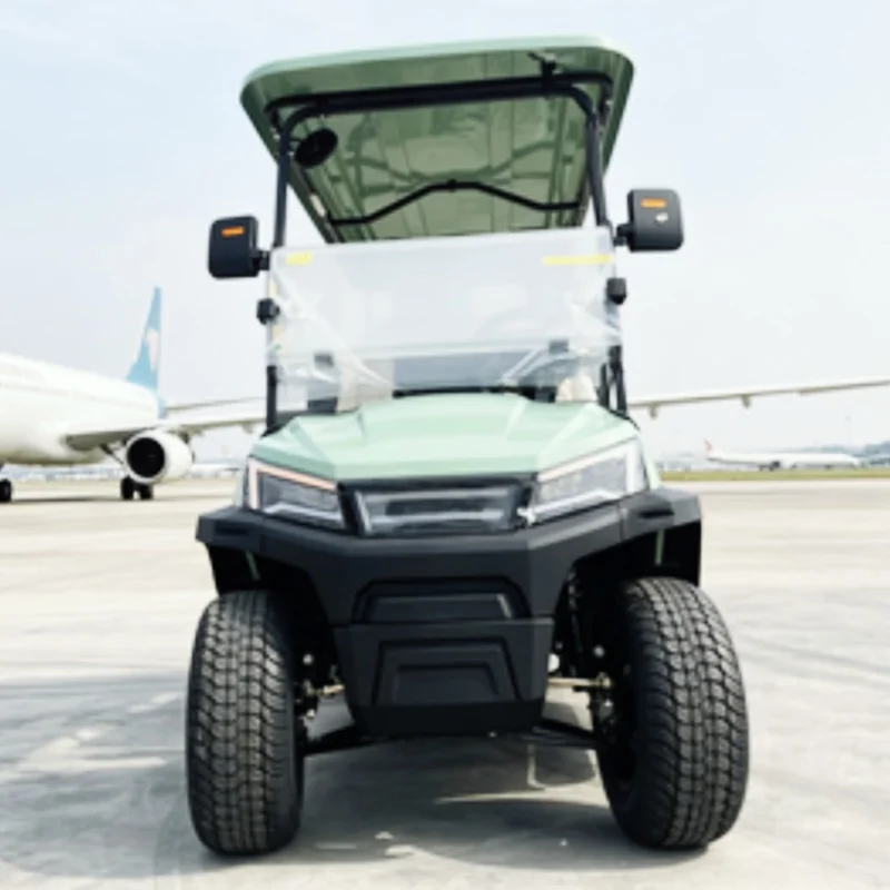 

New Off Road Golf Club Golf Buggy 4 Wheel Golf Cart 4 Seats Electric Golf Cart White Seat With Headrest Off Road Tire Foot Pedal